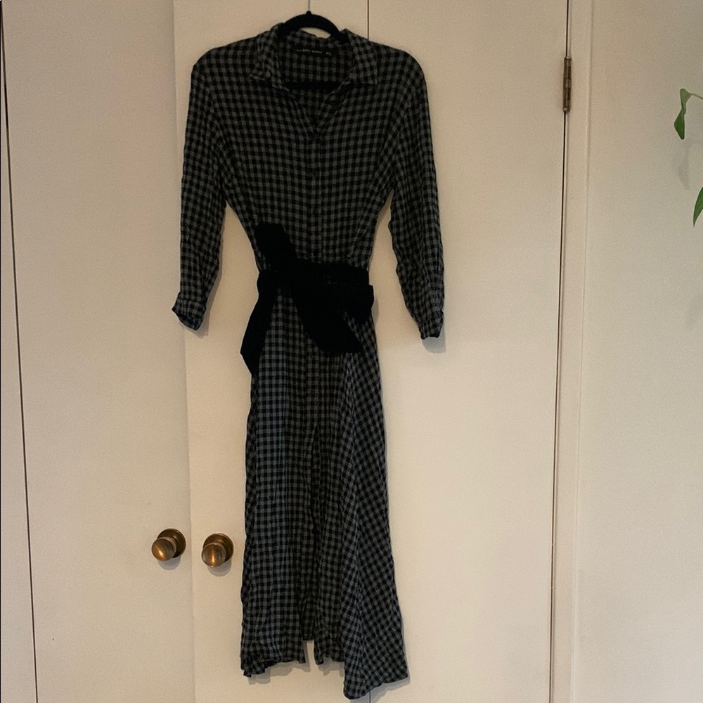 Stylish Black and Grey Checkered Dress - Zara